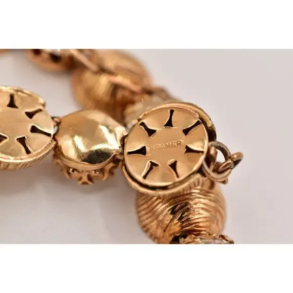 kramer Vintage Crystal Choker Necklace Gold Tone Chunky Chain Signed 1950s BinBM - Picture 11 of 12